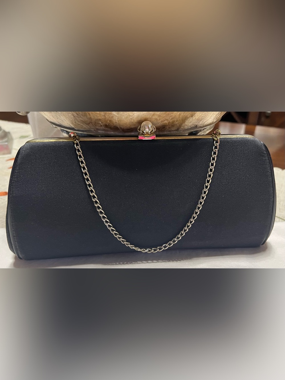 Sleek Black Evening Clutch with Chain Strap